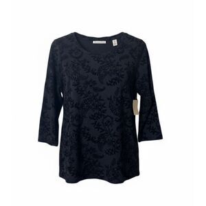 Coldwater Creek NWT Paisley Flocked Crewneck Shirt